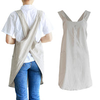 Cross Back Cotton Apron with Pockets