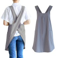 Cross Back Cotton Apron with Pockets