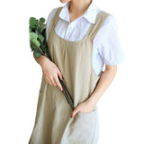 Cross Back Cotton Apron with Pockets