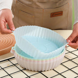 2Pcs Silicone Round Baking Tray Air Fryer Liner Pizza Oven Basket Mat