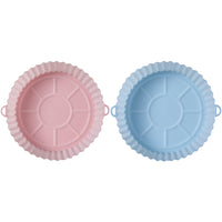 2Pcs Silicone Round Baking Tray Air Fryer Liner Pizza Oven Basket Mat