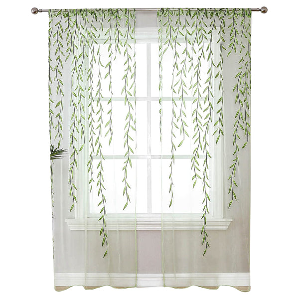 2Pcs Hanging Willow Print Curtains