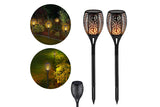 2Pcs Hollow Carved Solar Light Flickering Flames Torch Lights