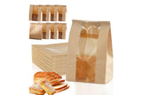 50Pcs Paper Bread Bags with Window Bread Bags and Wire Seal