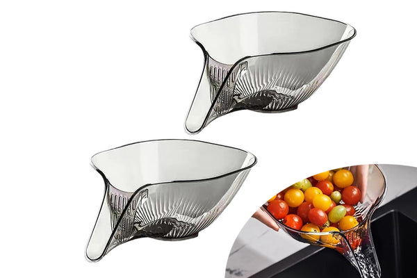 2Pcs MultiFunctional Drain Baskets Strainer Bowls With Funnel