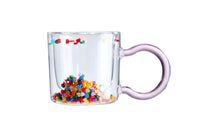 Double Wall Glass Cup with Colorful Love Granule Fillings