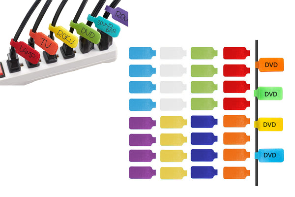 50Pcs Cable Labels Can Write On Identification Markers Self-adhesive Tags with 8 Colors