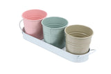 3Pcs Metal Herb Plant Pot with Tray and 10Pcs Mini Chalkboard Wooden Plant Tags Stakes