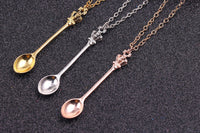 4Pcs Mini Crown Spoon Necklace Pendant Charm for Festival Cutlery Tea Party