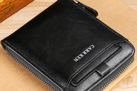 Men RFID Blocking PU Bifold Wallet Credit Card ID Holder Zip Around Purse