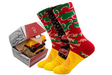 3Pcs Creative Hamburger Shaped Long Crew Socks Paper Box