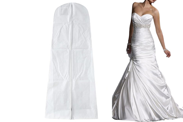 Wedding Dress Garment Bag White Extra Large Bridal Gown Garment Cover Storage Bag