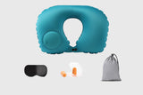 Press Type Inflatable U Shaped Travel Neck Pillow Car Flight Head Rest Cushion