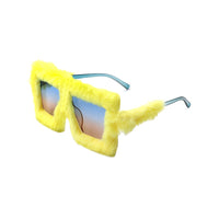 Y2K Plush Fuzzy Square Glasses