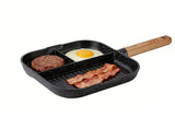 3-Section Grill Pan 3-Zone Non-Stick Grill Pan Frying Pan for Gas and Induction Stoves