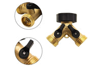 Brass Garden Hose Splitter 2 way Heavy Duty Y Splitter 2 Valves