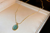 Collarbone Chain Dainty Oval Pendant Necklace