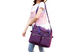 Multi-Pocket Nylon Tote Bag with Adjustable Shoulder Strap Crossbody Handbag Travel Bag