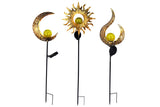 Solar Powered Garden Lights Antique Brass Hollow-Carved Metal Stake Lights