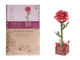 DIY Wooden Flower Bouquet 3D Puzzle Craft Kit for Handmade Decoration