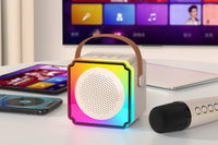 Mini Karaoke Machine Portable Bluetooth Speaker with 2 Wireless Microphones