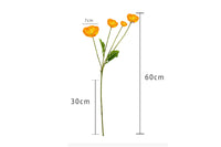 4 Head Artificial Poppy Flowers Papaver Rhoeas Flocking Stem Bouquet