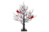 Vintage Glowing Tree with Cardinals Birch Tree with Berries