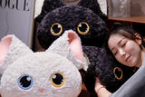 3-in-1 Pillow Blanket Hand Warmer Cat Head Shaped Cushion