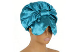 2-in-1 Double Layer Satin Bonnet with Eye Mask Sleep Cap Hair Wrap