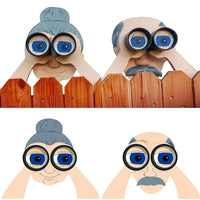 Nosy Neighbor Old Man Lady Fence Decoration Yard Garden Fence Sign