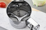 Stainless Steel Flour Sifter One Hand Press Crank Sifter for Powdered Sugar Shaker Duster