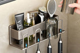 Space Metal Toothbrush Holder Wall Mounted Toothpaste Bathroom Rack with Cups