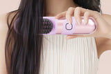 5200mAh Cordless Hair Straightener Brush Portable Travel Heating Comb