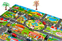 Kids Floor Play Mat Rug Traffic Road Signs Car Track City Carpet Toy with 10 Trees