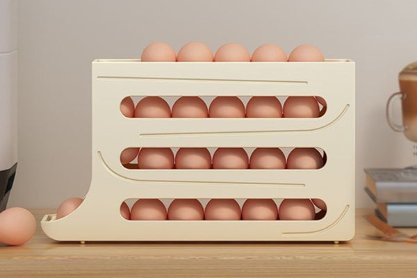 4-Tier Egg Holder Auto Rolling Egg Dispenser Rack Kitchen Egg Storage Box