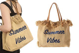 Women's Large Canvas Beach Tote Bag Fringe Shoulder Bag