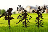 Metal Fairy Silhouette Statue Sculpture Garden Yard Decorative Stake