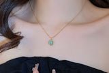 Collarbone Chain Dainty Oval Pendant Necklace
