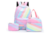 3Pcs Boys Girls Gradient Color Backpack Set