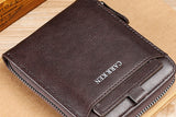 Men RFID Blocking PU Bifold Wallet Credit Card ID Holder Zip Around Purse