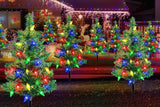 4Pcs Solar Christmas Garden Stake Light Decorative Xmas Tree with 80Pcs Strawberry Light