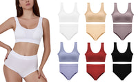 2Pcs Women Ribbed Bralette & Undies