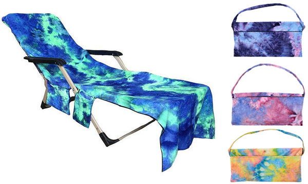 Tie-Dye Beach Chair Cover with Side Pockets