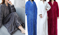 Women Plush Zipper Lounger Robe