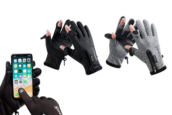 2 Finger Flip Touchscreen Winter Gloves