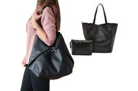 PU Leather Oversized Tote Bag Large Handbag with Internal Cosmetic Bag