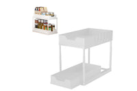 2 Tier Bathroom Cabinet Shelf Organizer Double Sliding Storage Rack with Hook
