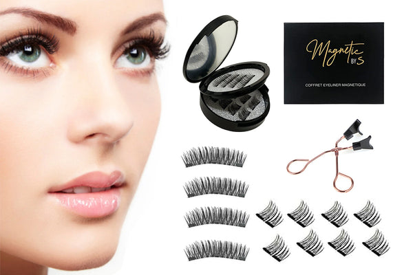 16Pcs Reusable Dual Magnetic Eyelashes With Eyelash Tweezer Magnetic Eyelashes Kit