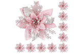 10Pcs Poinsettia Artificial Christmas Flowers