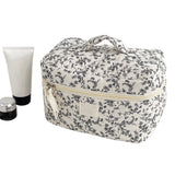 Portable Floral Pattern Cosmetic Bag Makeup and Toiletry Storage Organizer with Handle